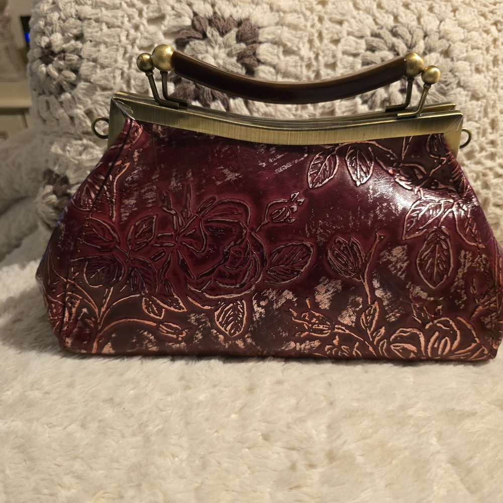 Patricia Nash Red Floral Embossed Clutch